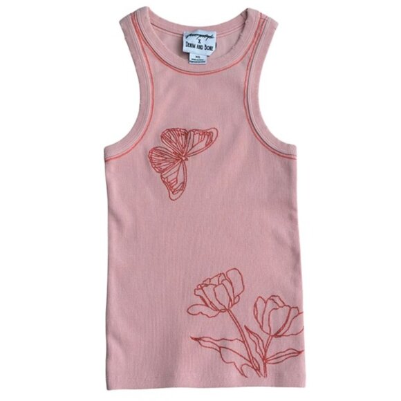 NWOT Free People Denim and Bone Butterfly Tulip Tank in Rose - Size XS - Picture 5 of 11